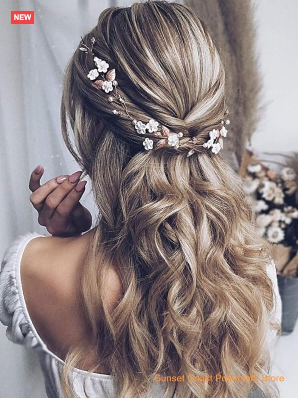 Bridal Hair Vine Wedding Hair Accessories Flower Hair Piece for Women